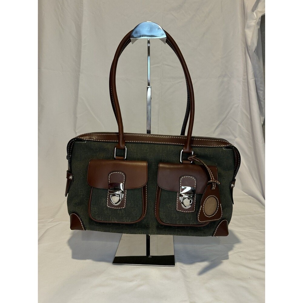 Dooney & Bourke Signature Double Pocket Satchel Bag NWT Green Wristlet Keychain - Picture 2 of 16